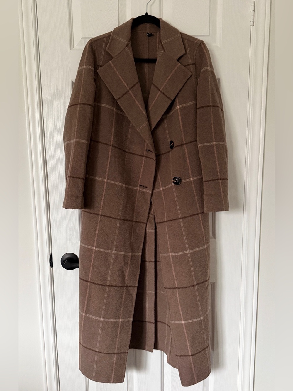 NWOT Wool  Cashmere Gray Brown Windowpane Coat